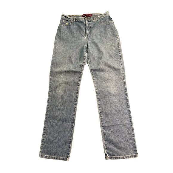 Gloria Vanderbilt Womens Size 6 Light Wash Straight Leg Denim Jeans With Embroid - Picture 1 of 7